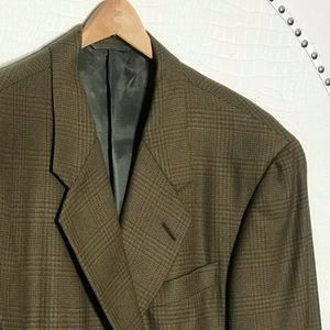 NWOT VTG HICKEY FREEMAN BLAZER BROWN PLAID 44L